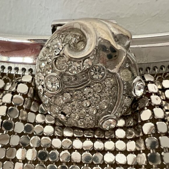 Whiting and Davis Co. silver beaded jeweled small purse - Picture 6 of 10